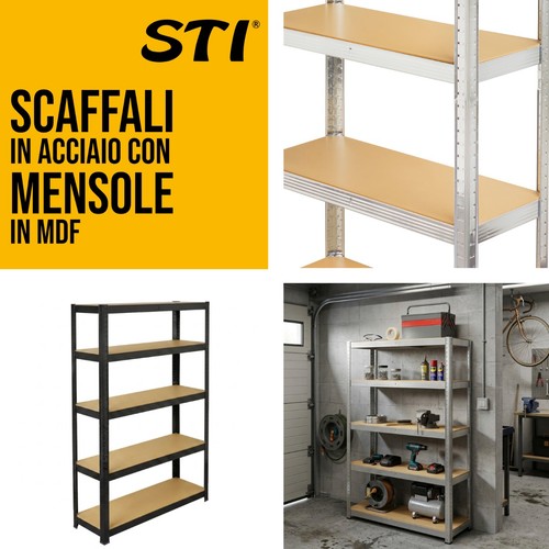 Scaffale metallo ripiani mdf - metallo,