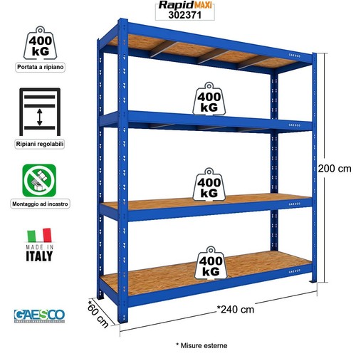 Scaffale metallo per garage - metallo,